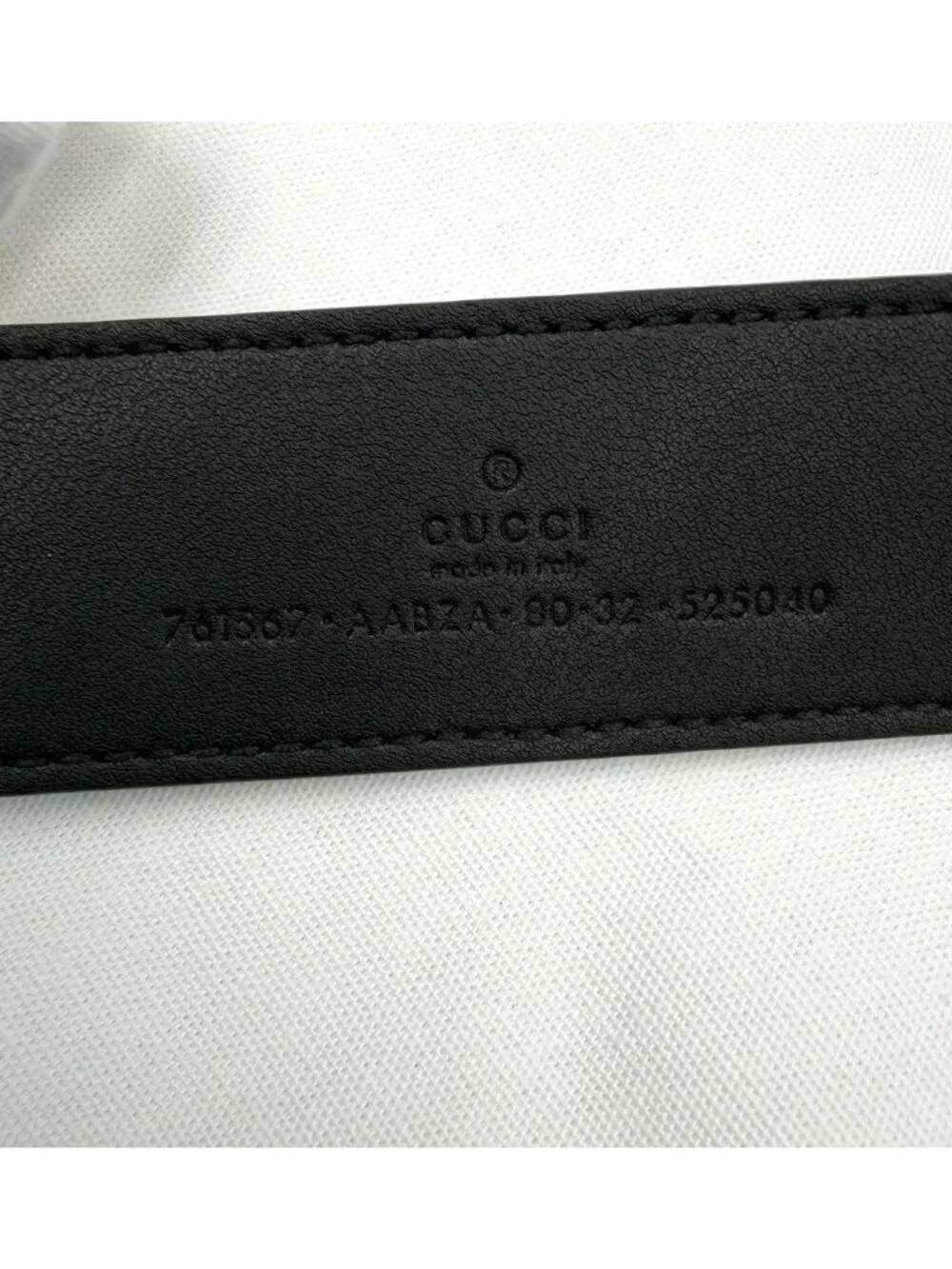 Gucci Men’s Jumbo GG Embossed Piuma Calfskin W35mm Belt Black 80cm 761567
